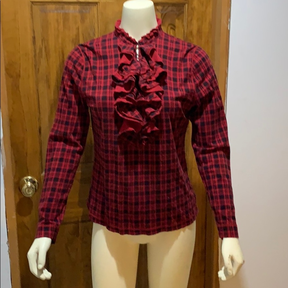 Plaid pattern long sleeve shirt